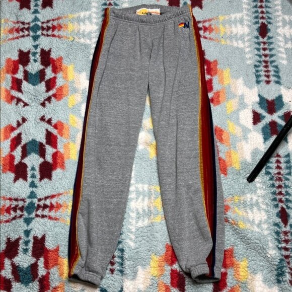 Aviator Nation 5 stripe velvet gray sweatpants - Picture 2 of 7